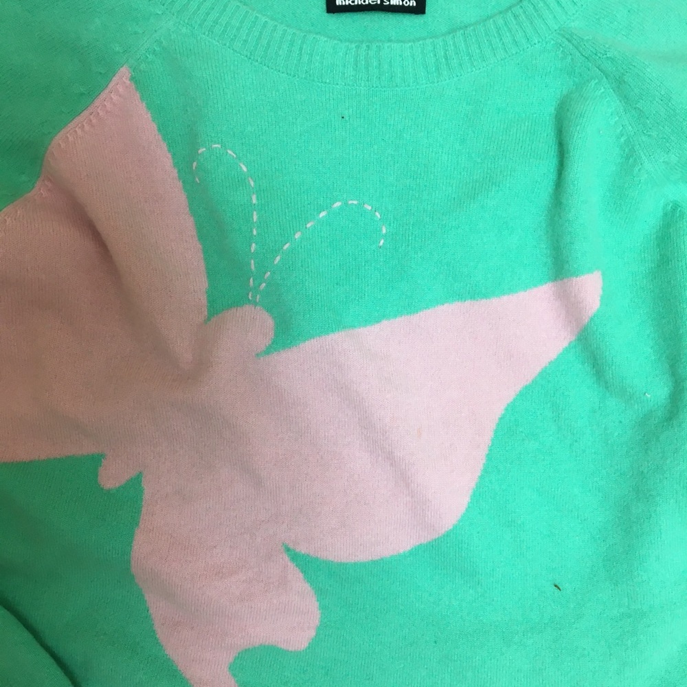 Vintage Cashmere Micheal Simon Butterfly Crewneck Sweater! LikeNEW!